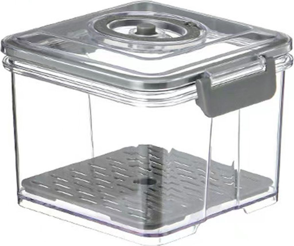 1,5/2,5/7,5 l transparenter Vakuum-Gemüsebehälter mit Vakuumpumpe, luftdichter Brotkasten, abnehmbare Drainageplatte, Obstbehälter, Getreidebeh...