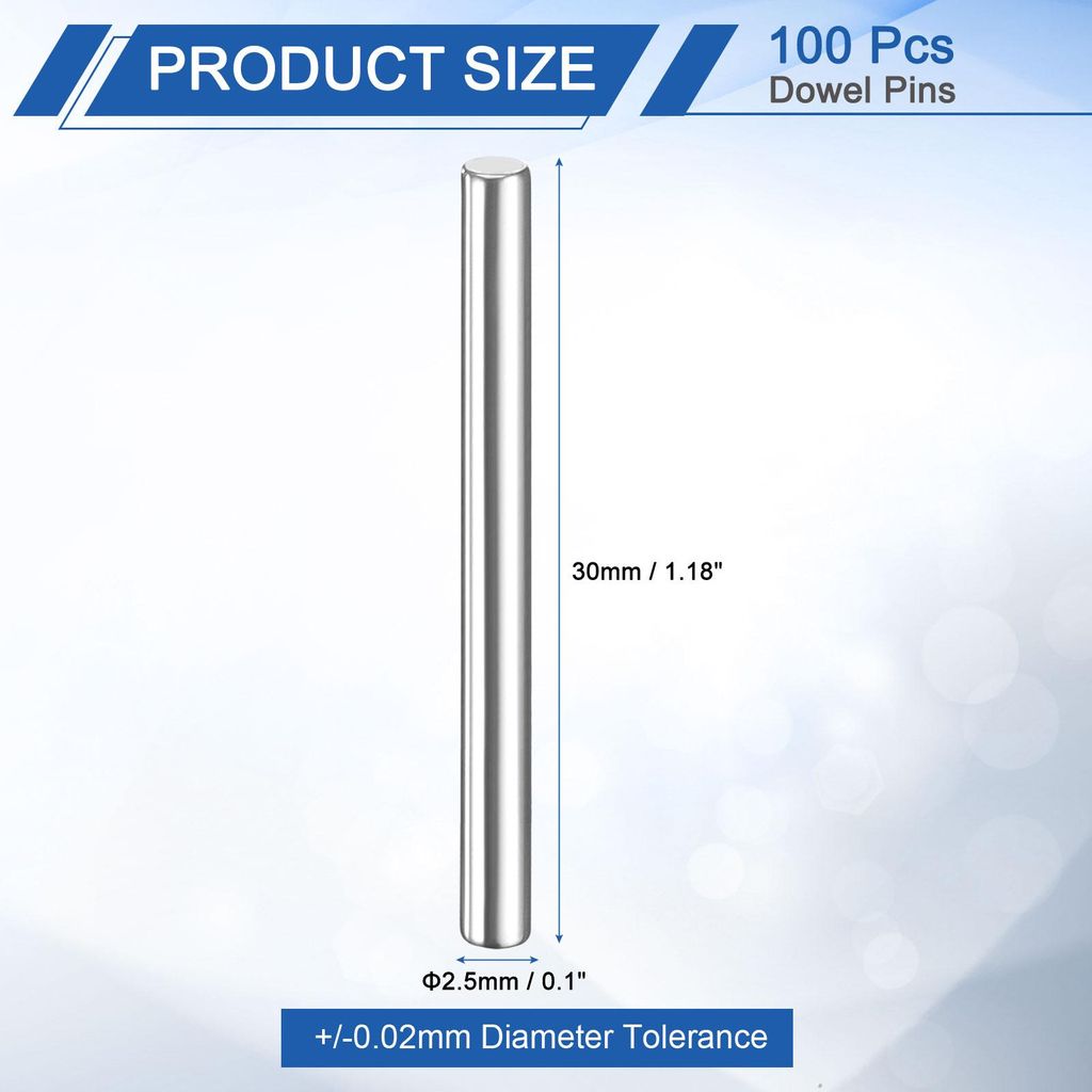 100 Stš¹ck Zylinderstifte Rostfrei, 2.5x30mm Spannstift Passstift, Silberton Metallstifte Metallstifte, Dš¹belstifte Bolzen Metall fš¹r DIY, ...
