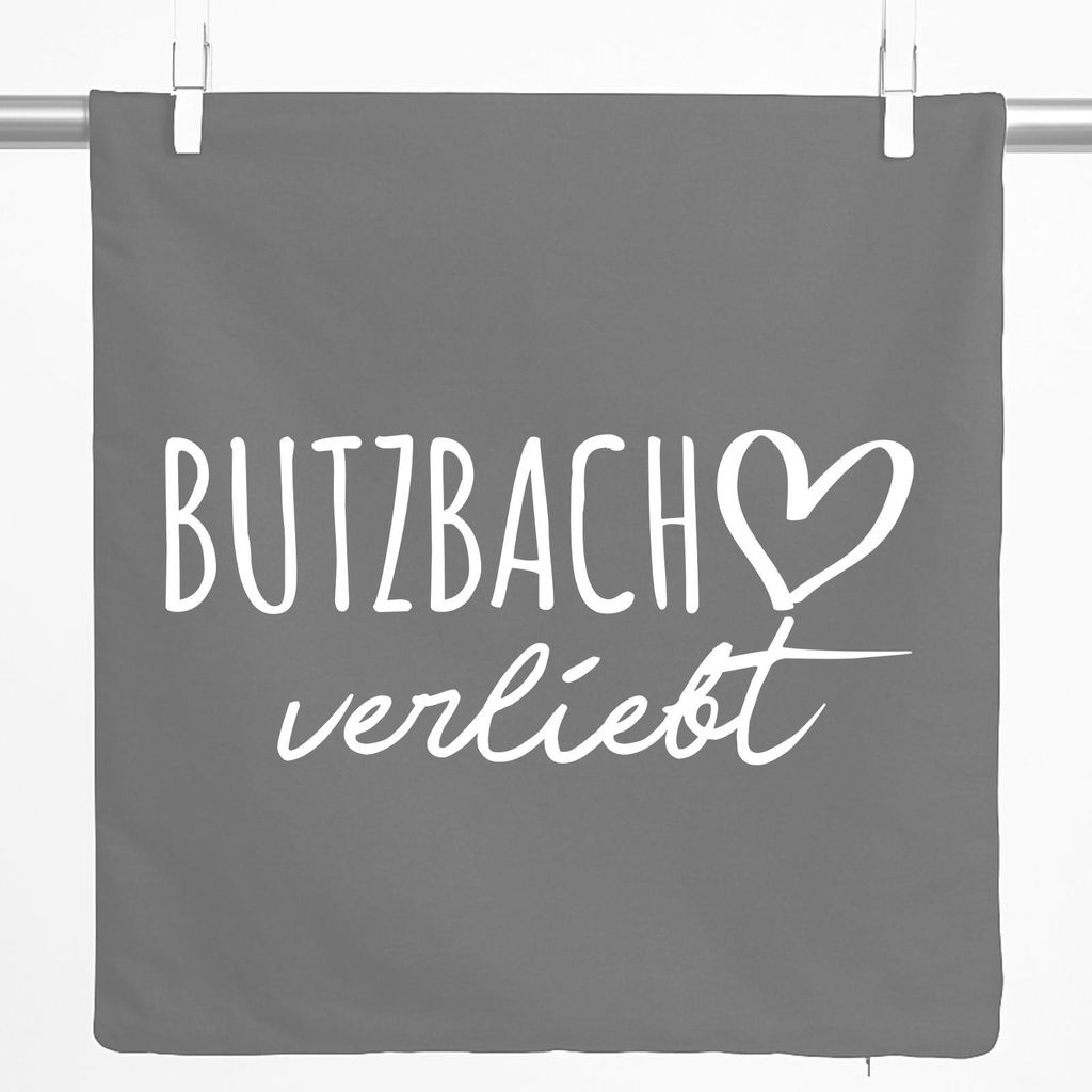 Huuraa Kissenbezug Butzbach verliebt 40x40cm Steel Grey Baumwolle Dekokissenbezug Geschenkidee