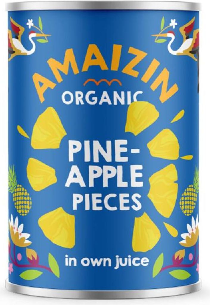 ANANAS KAWAŁKI W SOKU WŁASNYM BIO 400 g (250 g) - AMAIZIN