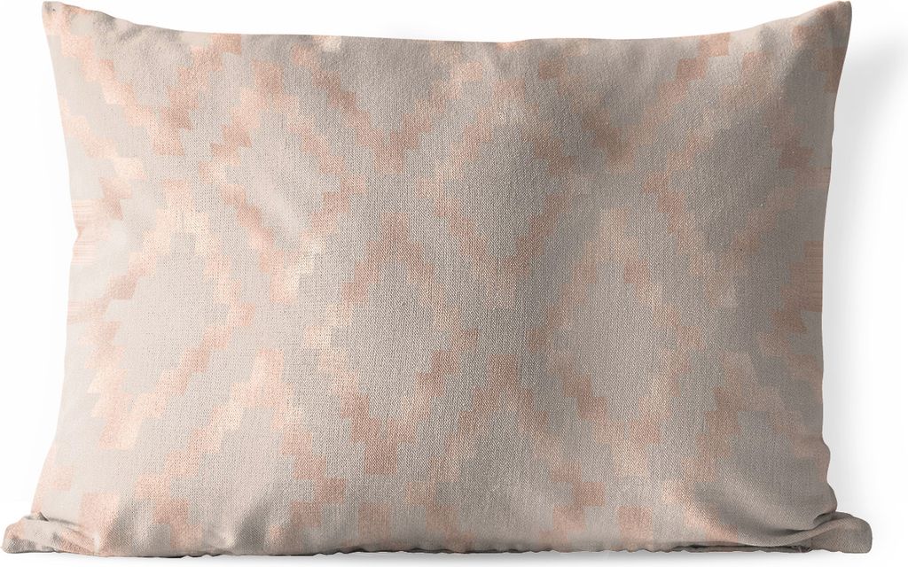 MuchoWow Outdoor Kissen - Muster - Rosa - Beige - 50x30 cm - Wetterfest - Lounge Kissen - Sofa kissen - Wohnzimmer Dekoration