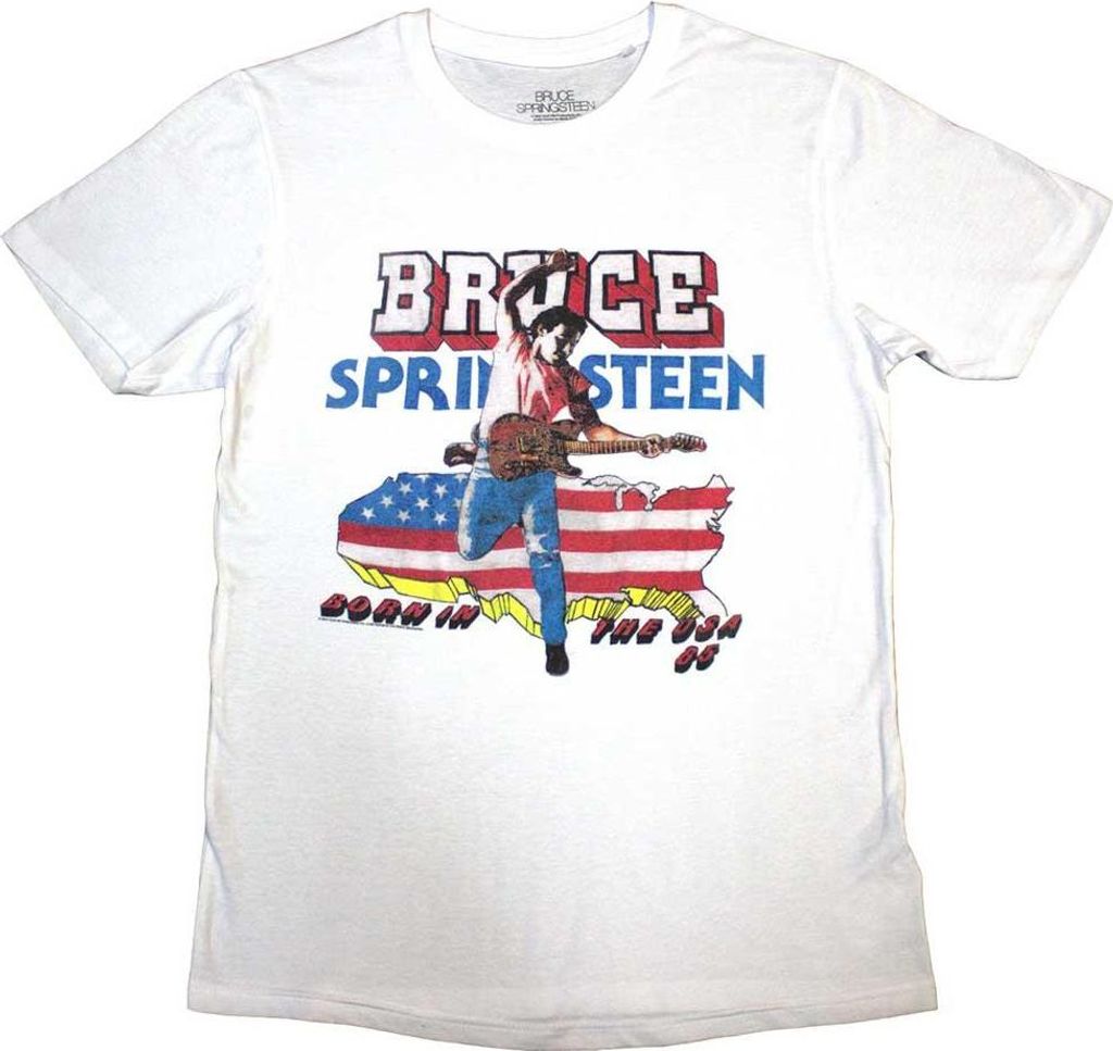 Bruce Springsteen - "Born In The USA ́85" T-Shirt für Herren/Damen Uni RO10807 (S) (Weiß)