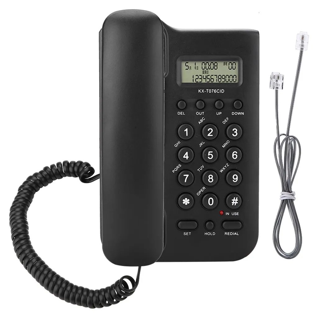 Téléphone Fixe Mural Noir et Poste de Bureau avec Touches Larges Pro