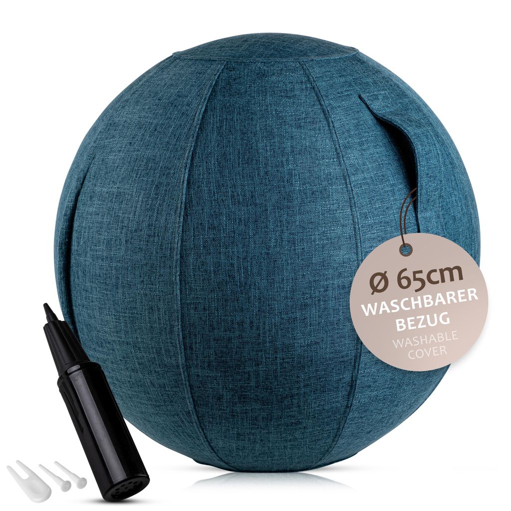 ONVAYA Gymnastikball 65cm mit Bezug | Rutschfester Yoga-Ball | Stabiler Sitzball für ergonomisches Sitzen | Fitnessball& Schwangerschaftsball Se...