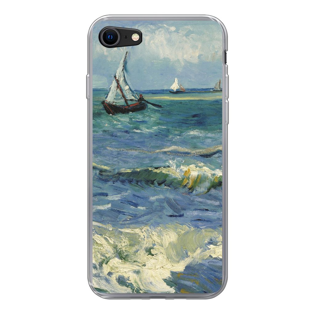 MuchoWow Handyhülle Schutzhülle Hülle für iPhone SE 2020 Meereslandschaft bei Les Saintes-Maries-de-la-Mer - Vincent van Gogh Silikon Softcas...