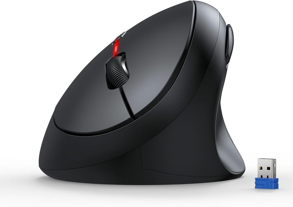 TECKNET Ergonomische Maus Kabellos, 4800 DPI Vertikale Maus, 99% Lärmminderung, 6 Tasten, 2.4G Computer Funkmaus, Leise Wireless Mouse for Laptop, PC