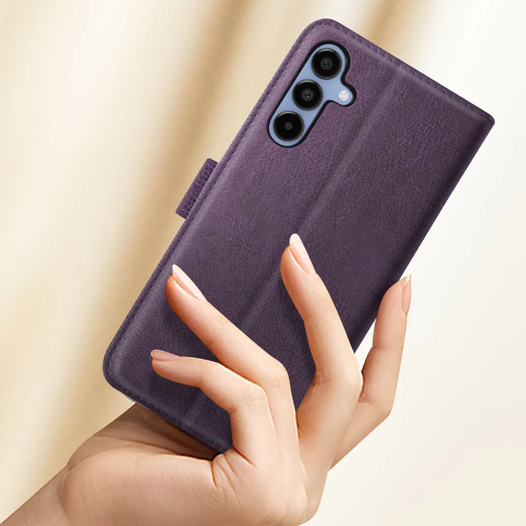 Custodia Elegante Avizar per Samsung A15 - Ecopelle Viola Scuro - 3