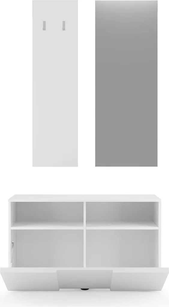 Aménager votre entrée avec le vestiaire Riano blanc 91x36x165 cm miroir