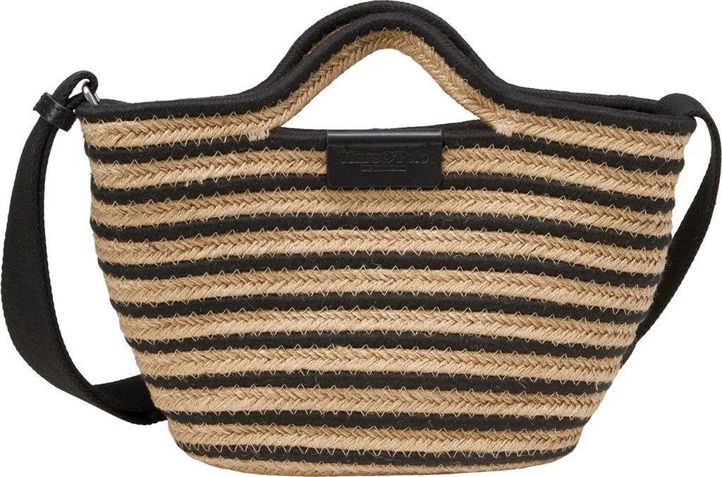 Borsa Marc O'Polo Jonni Shopper S - Tessuto Naturale e Tracolla Nera