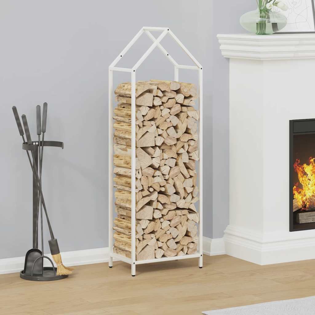 "im Angebot" Brennholzregal Weiß 40x25x120 cm Kaltgewalzter Stahl - Kaminholzregale CC24642