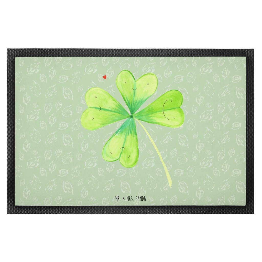 Mr. & Mrs. Panda Fussmatte Blume Kleeblatt 60 x 90 cm - Blattgrün - Geschenk, Glücksbringer, Schmutzfangmatte, Schmutzmatte, Glück, Fußabtreter...