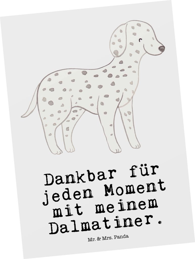 Mr. & Mrs. Panda Postkarte Dalmatiner Moment - Weiß - Geschenk, Ansichtskarten, Grußkarte, Dalmatinac, bildkarte, Ansichtskarte, Postkarten