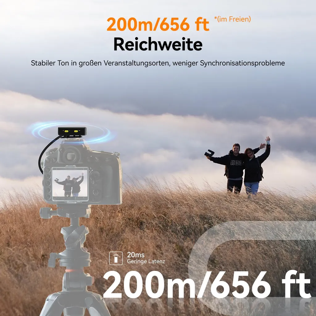 Microphone sans fil anti-interférence 150m pour streaming et vidéos