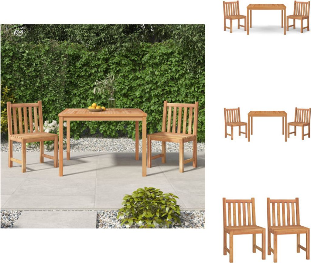 vidaXL 3-tlg. Garten-Essgruppe Massivholz Teak - Gartenmöbel-Sets