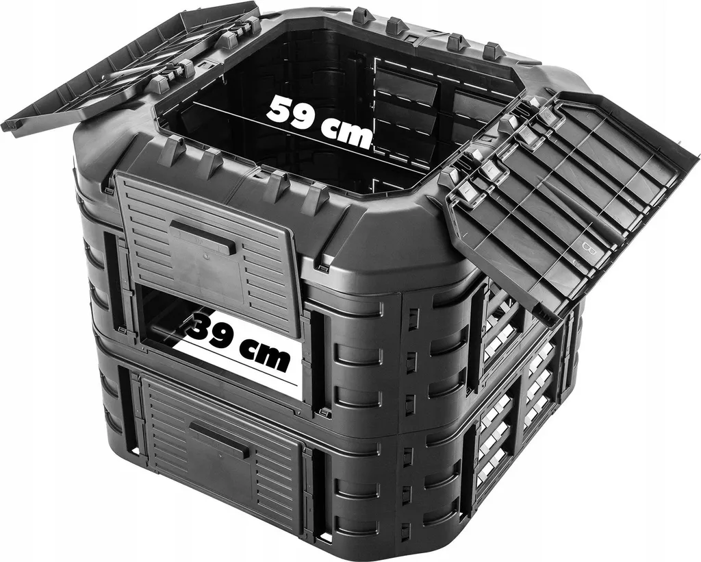 Bac à compost modulaire 600L en kit : Composteur extérieur robuste noir
