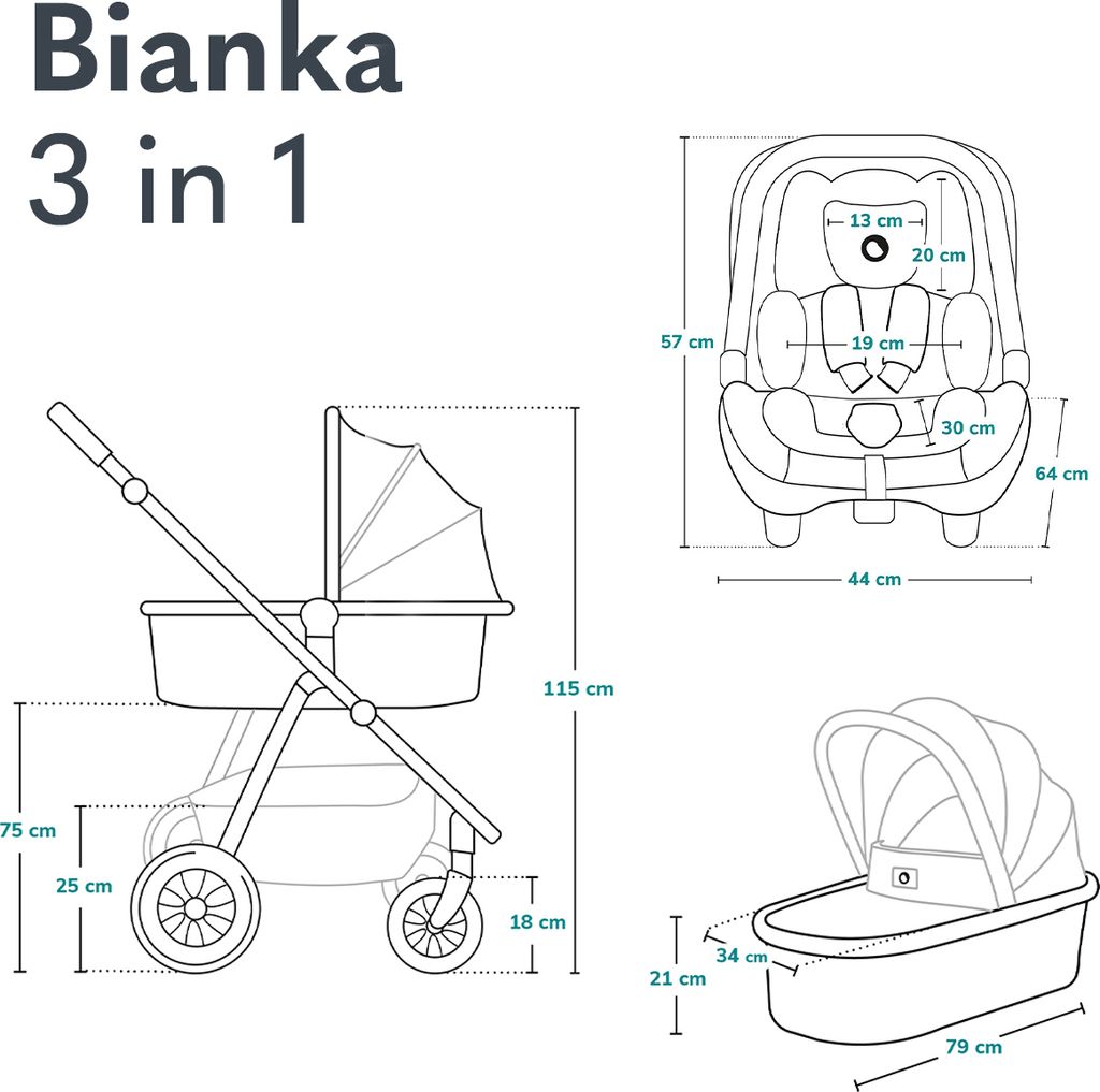 Lionelo Bianka 3in1 Kinderwagen, Autotransporter, Autositz, Produktbild 12