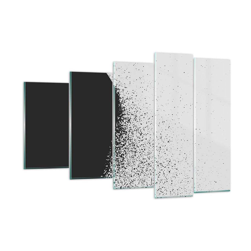Bilder auf glas - 5 Teile - Abstraktion Schwarzweiß Geometrie - 150x100cm - Glasbilder - Wandbilder - Bilder - Wanddekoration aus Glas - Glas Bild...