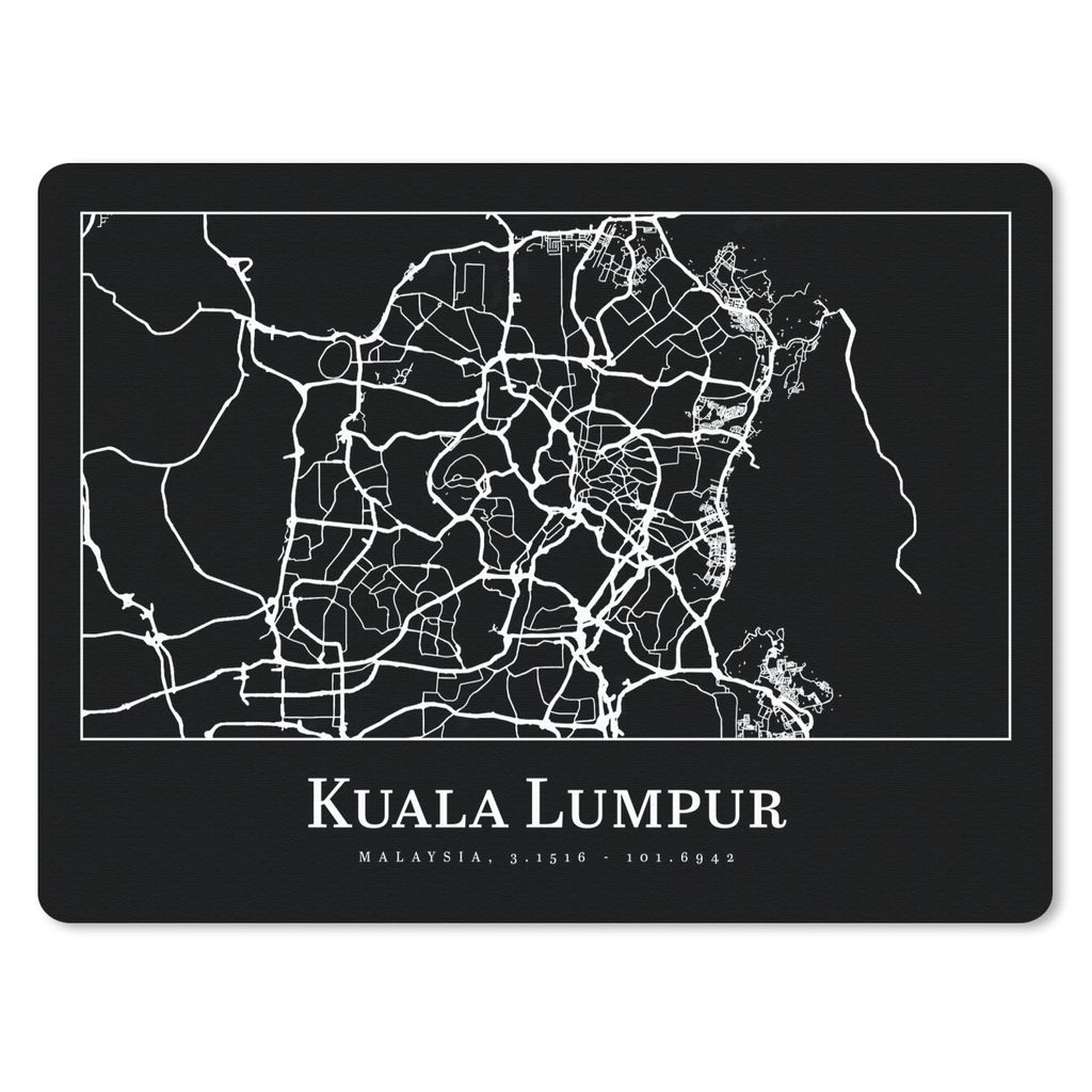 MuchoWow Mauspad Mousepad Stadtplan - Kuala Lumpur - Karte 40x30 cm - Mousepads - Maus Mat - Pad - Mausunterlage - Anti Rutsch
