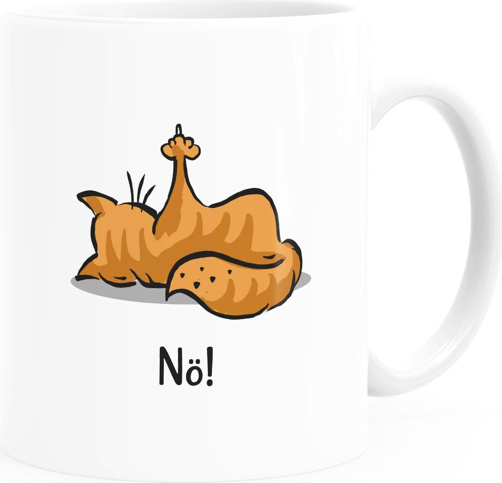 Kaffee-Tasse Spruch Katze Nö Keine Lust Mittelfinger Büro Produktbild 