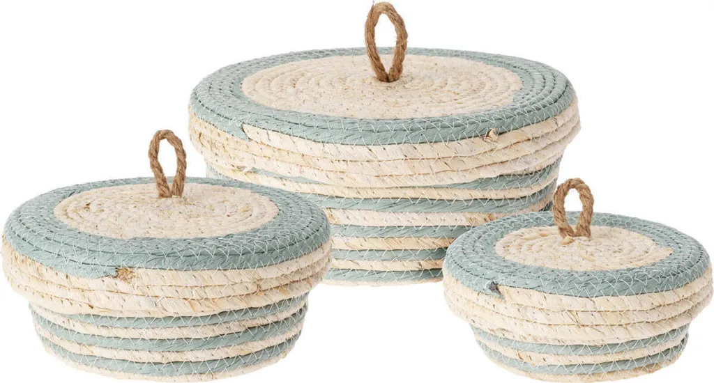 Cestini Portaoggetti Antracite Set 3 Pezzi con Coperchio Design