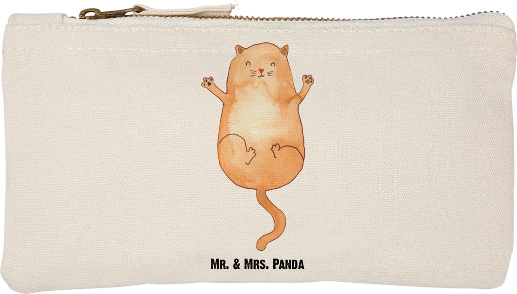 Mr. & Mrs. Panda Kosmetiktasche Katze Umarmen Größe S Klein - Weiß - Geschenk, Federtasche, Stoffbeutel, Pouch, Kater, Kulturbeutel, kosmetiktä...