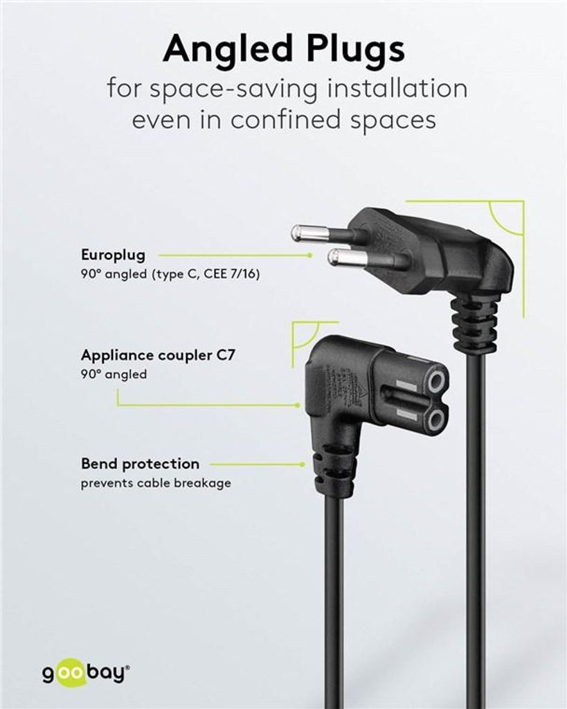 Netzkabel, Eurostecker 90° Auf Kleingerätebuchse IEC C7
