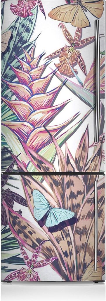 Magnete Küche Kühlschrank Kühlschrankmagnete 60x205 cm - Blumen und Schmetterlinge.