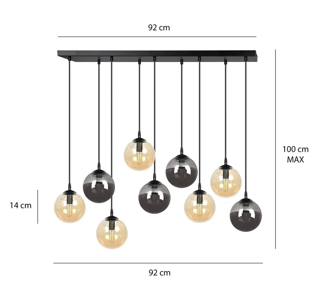 Suspension Plafonnier Multi-bras Cosmo 9 Noir et Or pour Salon - 20