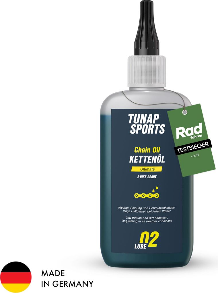 TUNAP SPORTS Kettenöl Ultimate Edition 2025 – 100 ml Tropfflasche | Langanhaltende Premium-Schmierung für Fahrrad & E-Bike | Minimale Schmutzan...