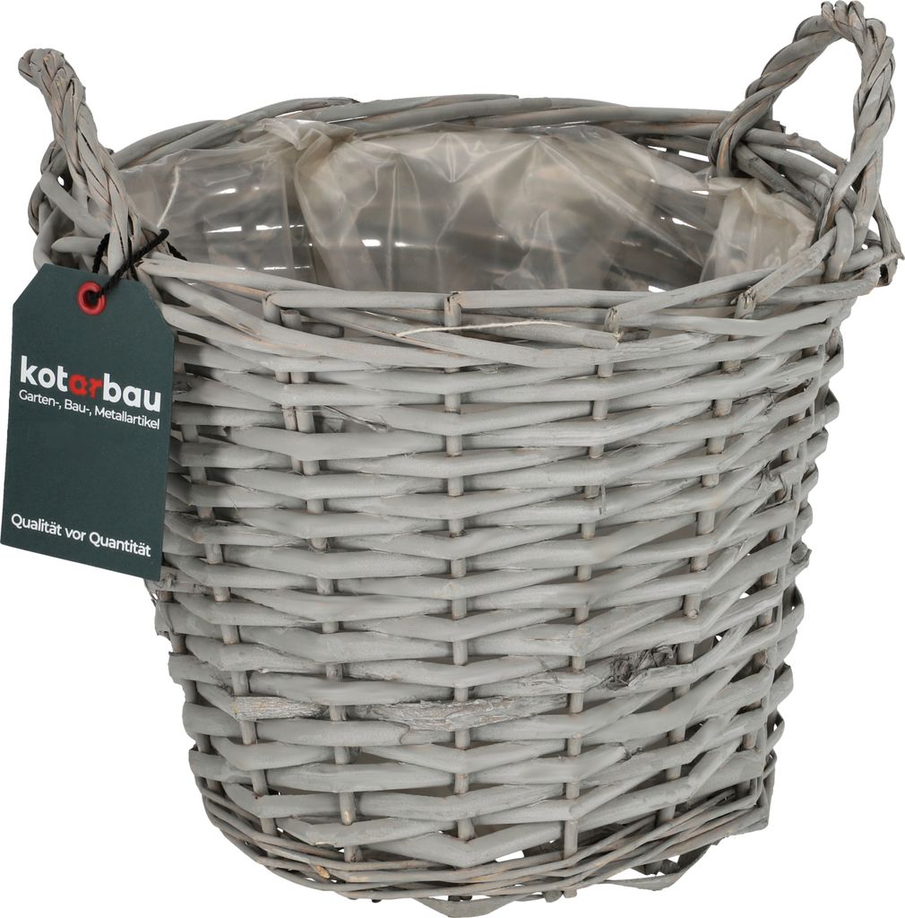 KOTARBAU Blumentopf geflochten Korb geflochten Weidenkorb für Blumen 23 cm Flechtkorb Weidentopf Übertopf Rustikal Grau