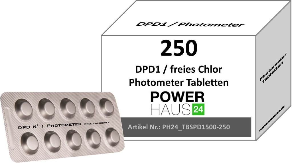 POWERHAUS24 - 250 Photometer Testtabletten - freies Chor DPD 1 - PH24_TBSPD1500-250