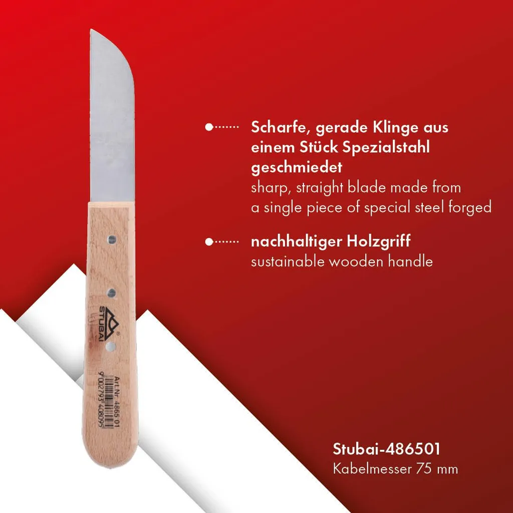 Coltello Stubai Forgiato per Cavi 75mm | Tradizione Austriaca Legno