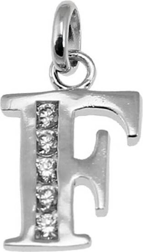 925 Sterling Silber Einhänger Ketten Anhänger Buchstabe mit Zirkonia F 5127