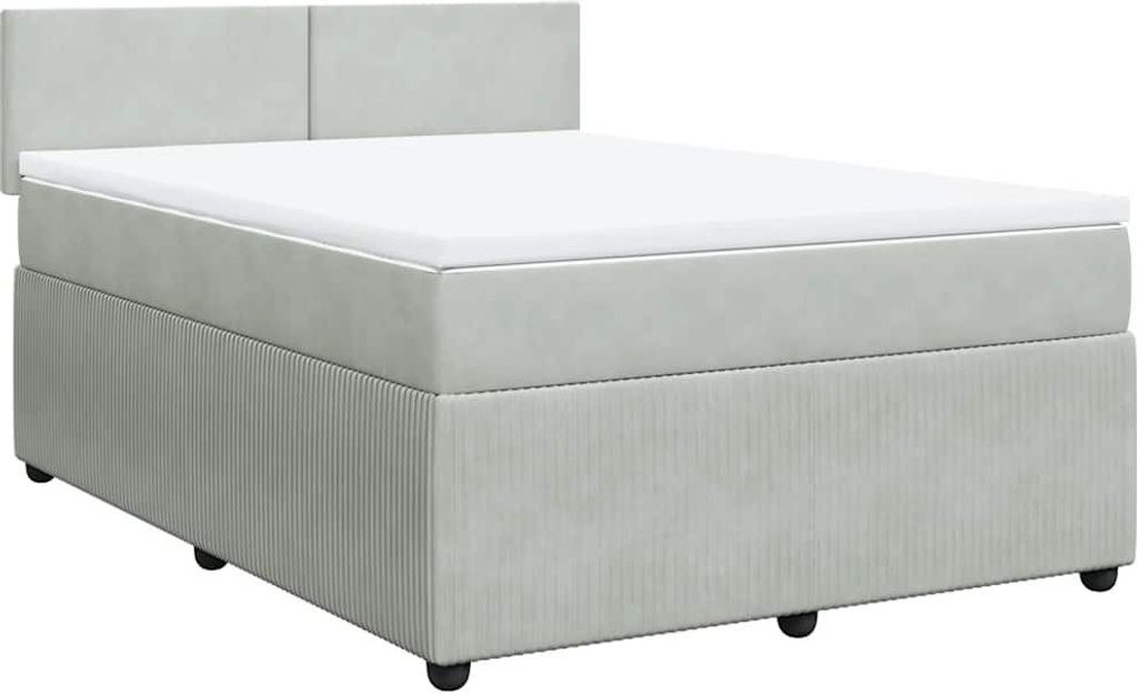 vidaXL Boxspringbett mit Matratze Hellgrau 140x190 cm Samt