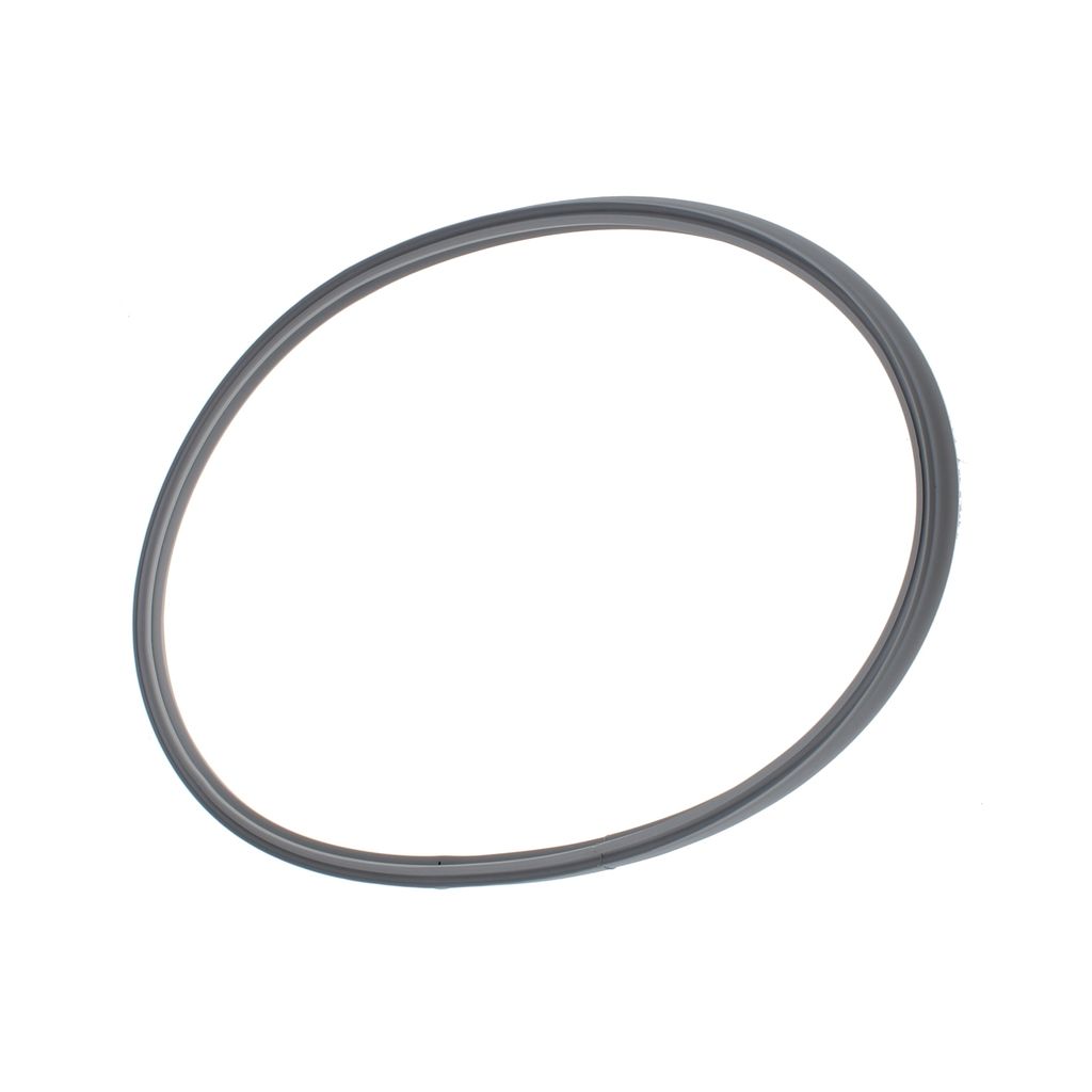 A gray rubber seal ring on a white background.