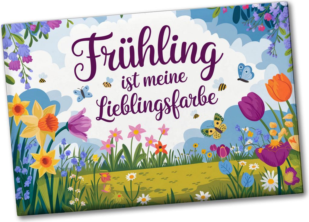 Frühlingswiese Souvenir Souvenir Magnet - Frühling ist meine Lieblingsfarbe