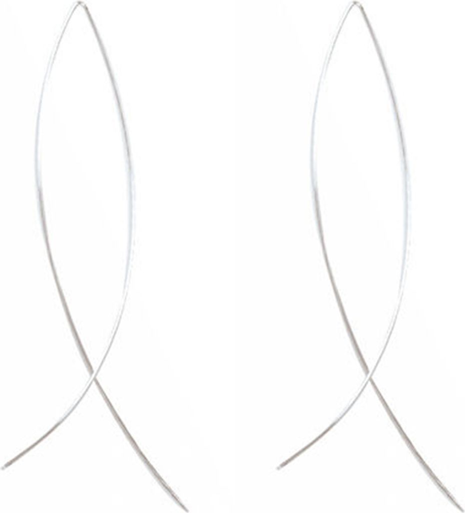 Damen-Ohrringe, elegant, Fischform, lange Tropfen, handgefertigter Modeschmuck-Silber