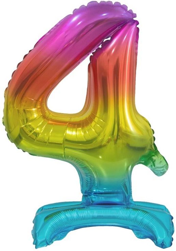 Ballon en plastique XL chiffre 4 multicolore arc-en-ciel Image du produit 