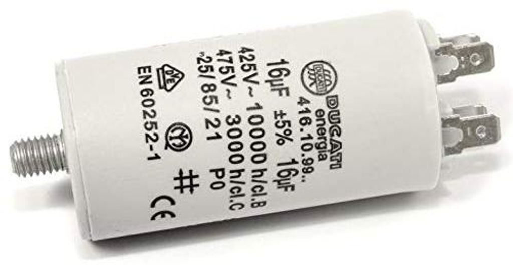 Motor-Kondensator, 16 µF, 475 V AC, 36x70 mm, Polypropylen