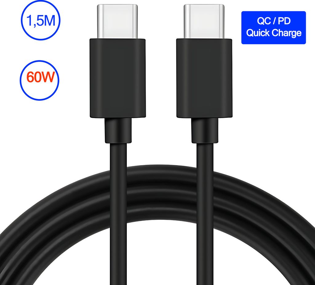 USB-C Ladekabel Für Sony Playstation 5 Controller Nintendo Switch XBOX Ladekabel 1,5m / USB-C zu USB-C Lade Kabel 60W