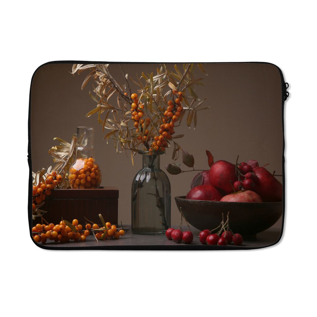 MuchoWow Laptop Hülle 14 ZollObst - Vase - Stilleben Laptoptasche - Laptoptasche - Stoßsicher - Schutzhaube