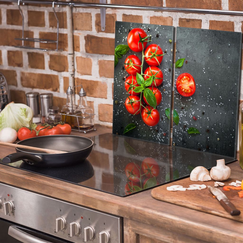 QTA Ceranfeld Abdeckplatte Set 2x30x52 Cm – Glas, Hitzebeständig, Rot