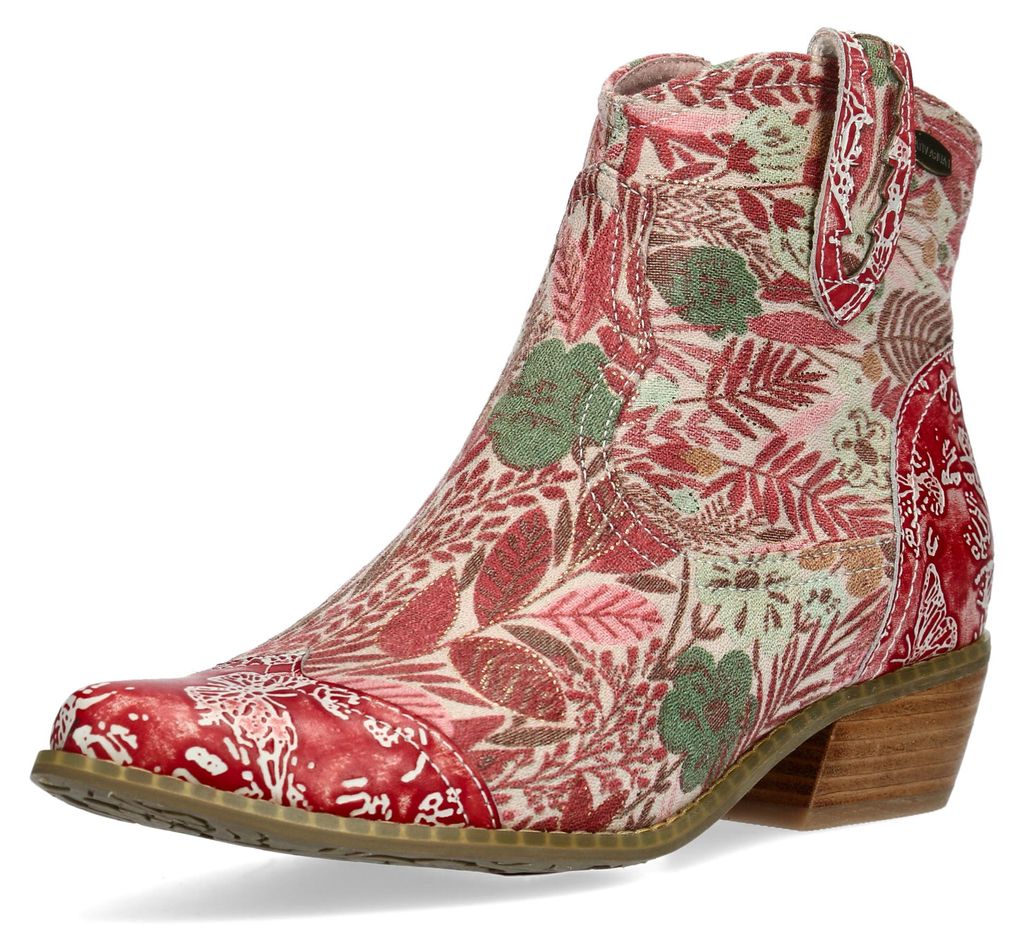 Laura Vita Boot Damen Stiefelette floral grafisch gemustert HICNIO 01, Größe:39 EU, Farbe:Rot