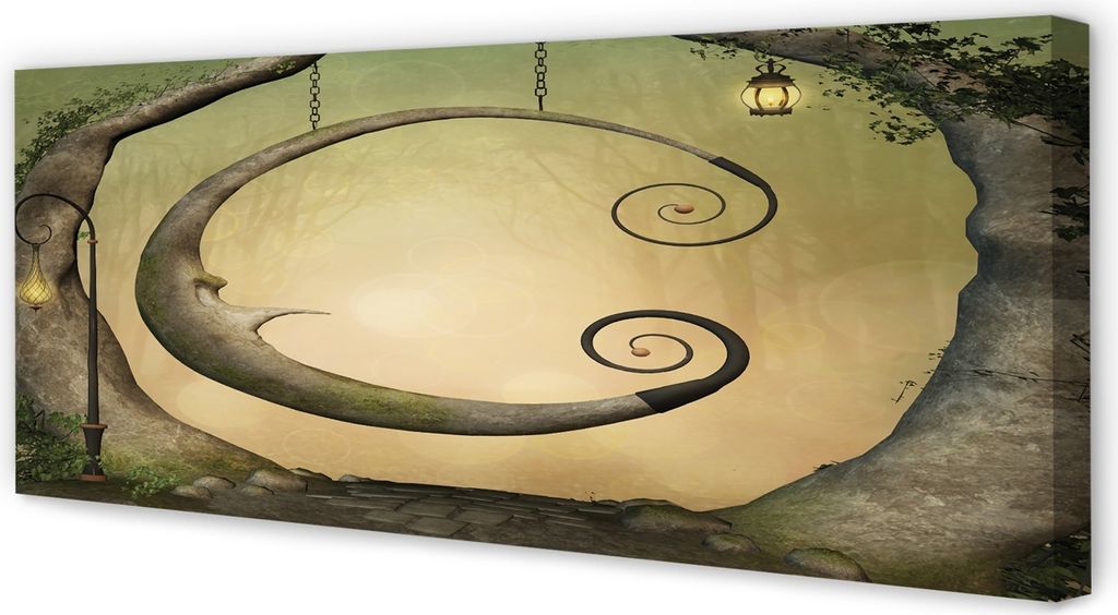 Leinwandbild 125x50 Wandkunst Lichter Waldbaum
