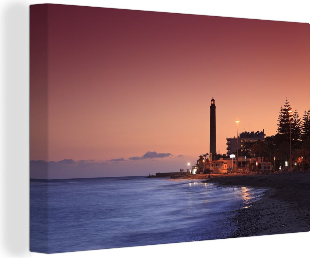OneMillionCanvasses - Leinwandbilder - 140x90 cm, Der Leuchtturm von Maspalomas auf Gran Canaria, Wandbilder Kunstdruck Wanddekoration - Foto auf...