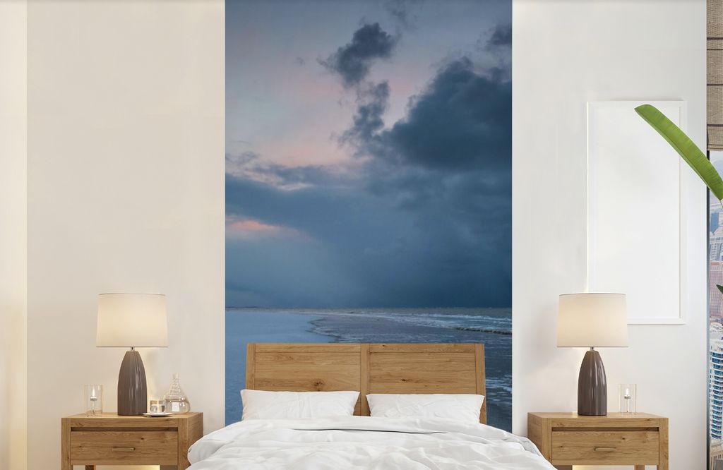 MuchoWow Fototapete für Wohnzimmer oder Schlafzimmer Wandtapete Vinyl Motivtapete Nordsee - Sturm - Wasser - 120x240 cm - Hintergrundbild