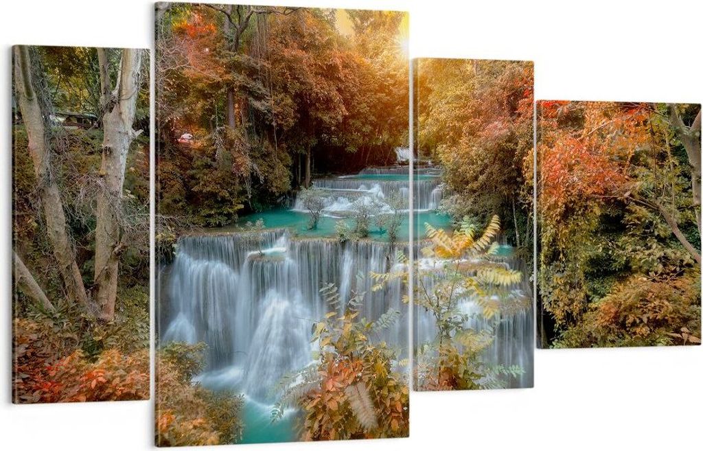 Bild auf Leinwand - Leinwandbild - Park Wasserfall Wasser - 120x70cm - Wand Bild - Wanddeko - Leinwanddruck - Bilder - Kunstdruck - Wanddekoration ...