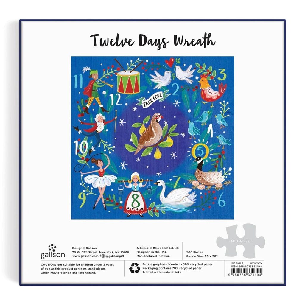 Galison Puzzle Dvanáct vánočních dnů 500 dílků Obrázek produktu 3