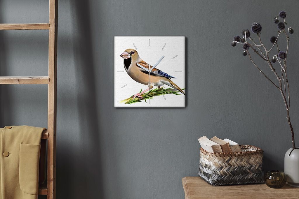 Coloray Hodiny Unikátní 30x30 cm Tiché hodiny Pro obývací pokoj a kuchyň Nástěnné hodiny Plátno Bílé ručičky hodin - Zvířecí pták