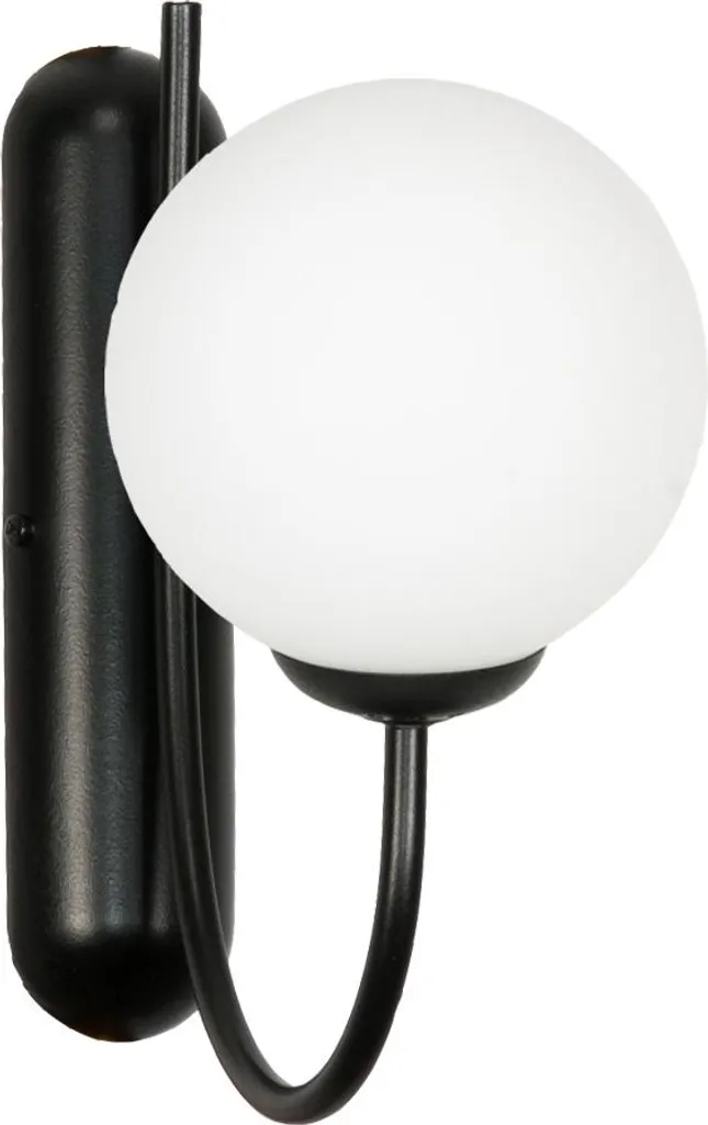 Applique Murale Noire LED Boule de Verre - Éclairage Anti-Éblouissement
